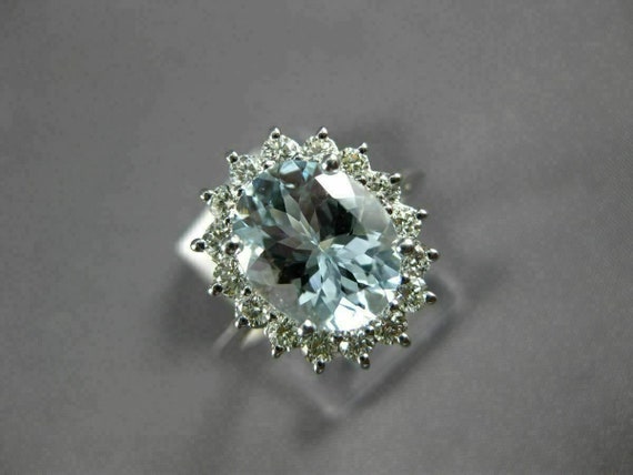 Estate Large 2.65ct Diamond & Aaa Aquamarine 14kt… - image 3