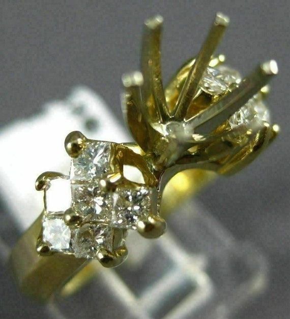 Estate .90Ct Diamond 14Kt Yellow Gold Princess Se… - image 1