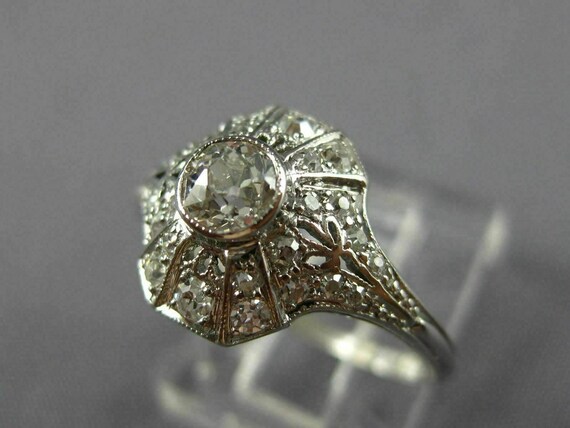 Antique .76Ct Old Mine Diamond Platinum Gold 3D F… - image 2