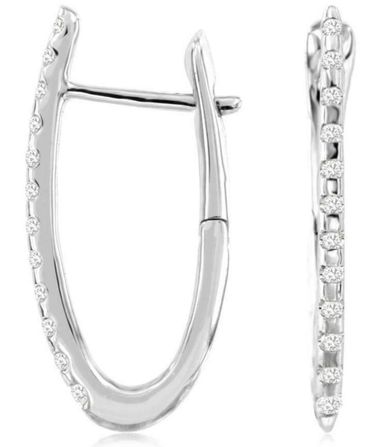 Estate .16ct Diamond 14kt White Gold Etoile Oval L