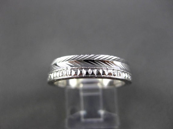 Antique Wide 14K White Gold Diamond Cut Filigree … - image 2