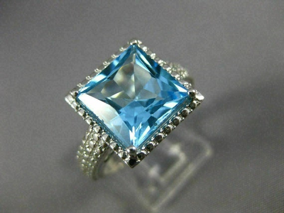 Estate Large 8.0Ct Aaa Blue Topaz 14Kt White Gold… - image 3