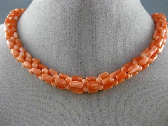 Antique Long 925 Silver Gold Plated Coral Handcra… - image 5