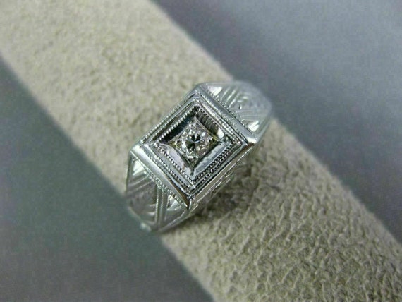 Antique .05Ct Old Mine Diamond 14Kt White Gold 3D… - image 9