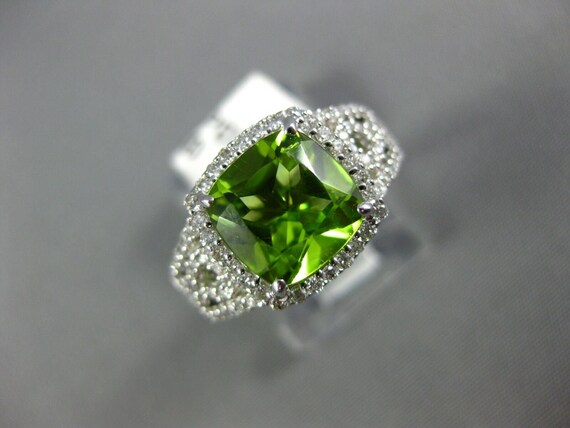 Estate Large 2.45ct Diamond & Aaa Peridot 14k Whi… - image 3