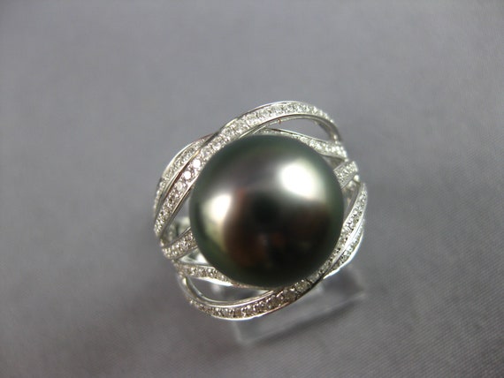 Estate Large .50ct Diamond & Aaa Tahitian Pearl 1… - image 3