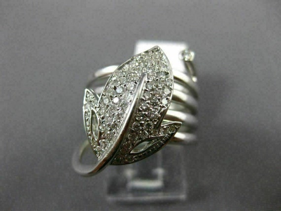 Antique Wide .60Ct Diamond 14Kt White Gold 3D Cla… - image 2