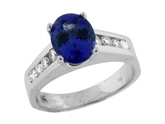 2.59Ct Diamond and Aaa Tanzanite 14Kt White Gold … - image 1