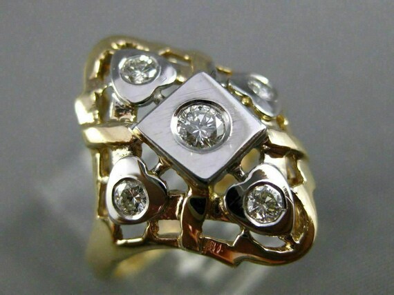 Estate Large .20ct Diamond 14kt White & Yellow Go… - image 3