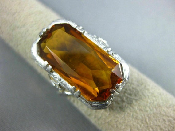 Estate Antique Large 9.40ct Aaa Citrine 18kt Whit… - image 10