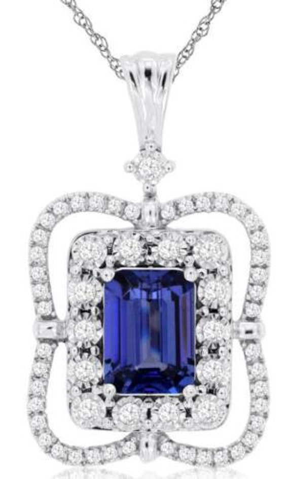 Estate 1.4Ct Diamond  Aaa Tanzanite 14K White Gol… - image 1