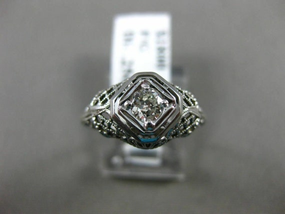 Antique .25Ct Old Mine Diamond Platinum Solitaire… - image 2