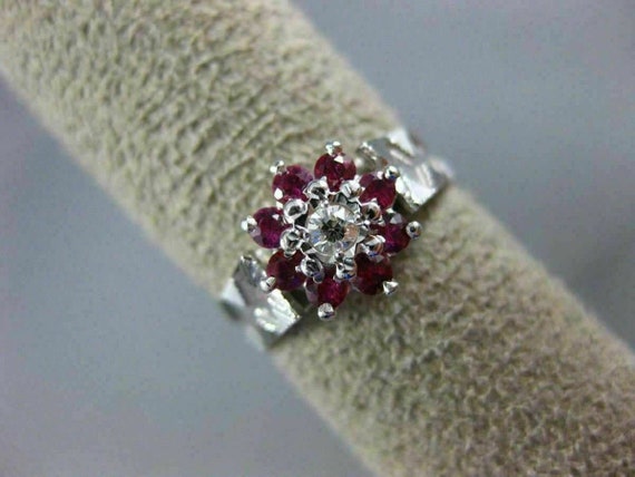 Antique .60Ct Old Mine Diamond and Aaa Ruby 14Kt … - image 9
