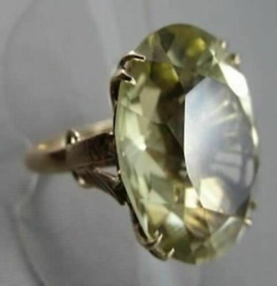 Estate Antique Large 25ct Oval Green Amethyst 14kt