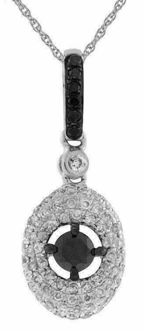 Estate .46Ct White & Black Diamond 14Kt White Gold