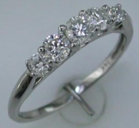 Estate .75ct Diamond 14kt White Gold 3d Classic 5 