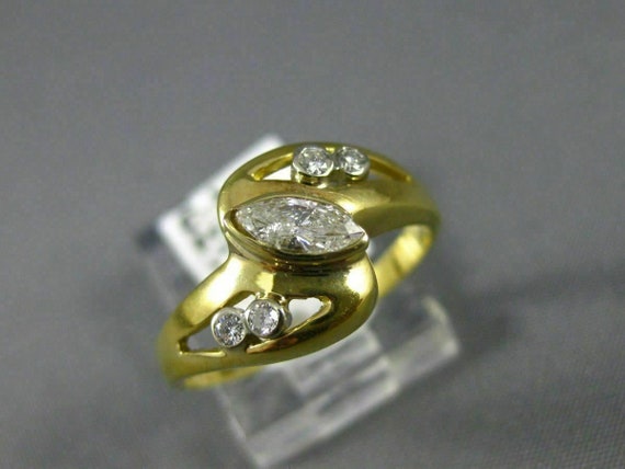 Antique Wide .33Ct Diamond 14Kt Yellow Gold 3D Pr… - image 3