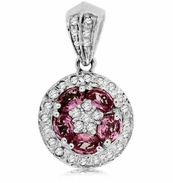 Estate 1.55Ct Diamond and AAA Pink Sapphire 14K W… - image 2