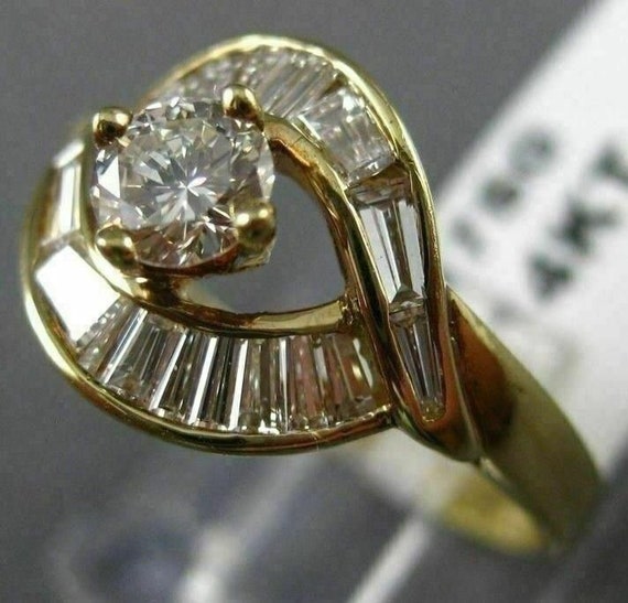 Estate 1.28Ct Diamond 14K Yellow Gold 3D Solitair… - image 2