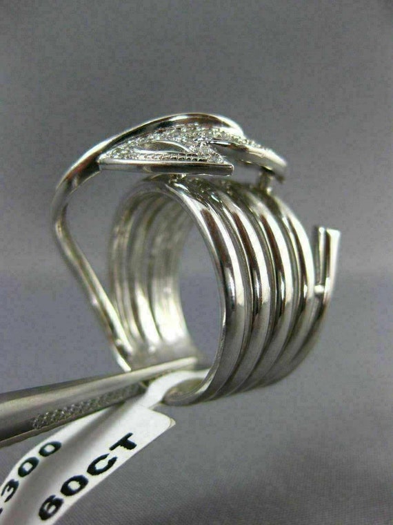 Antique Wide .60Ct Diamond 14Kt White Gold 3D Cla… - image 9