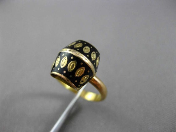 Antique 22Kt Yellow Gold Handcrafted Black Enamel… - image 6
