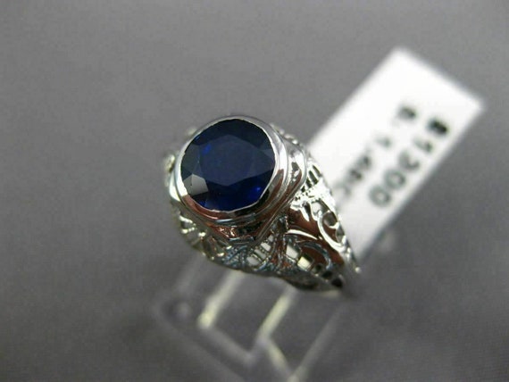 Antique 1.43Ct Aaa Sapphire 14K White Gold 3D Sol… - image 6