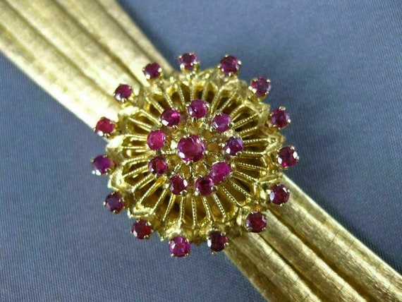 Antique Large 1.70Ct Aaa Ruby 18K Yellow Gold Mul… - image 1