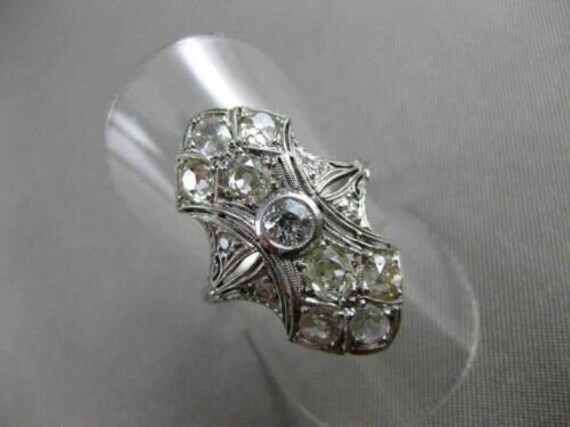 Antique Wide 1.20Ct Old Mine Diamond Platinum Fil… - image 5