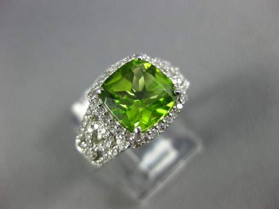 Estate Large 2.45ct Diamond & Aaa Peridot 14k Whi… - image 4