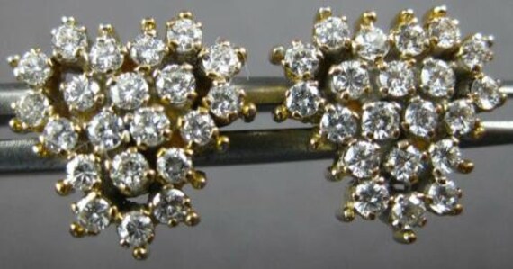 Estate 1.0Ct Diamond 14Kt 2 Tone Gold Cluster Hea… - image 2