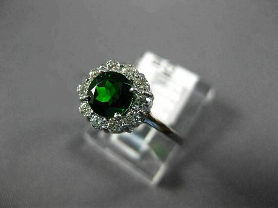 Estate 1.05Ct Diamond & Aaa Green Garnet 14K Whit… - image 6