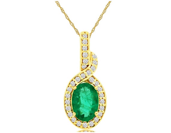 Estate .82Ct Diamond Aaa Emerald 14Kt Yellow Gold… - image 1