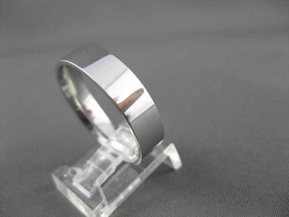 Estate Wide 14Kt White Gold Simple Solid Classic … - image 2