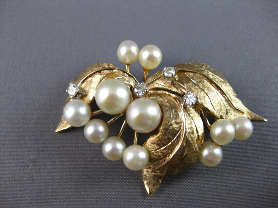 Antique Large .32Ct Diamond & South Sea Pearl 14K… - image 4