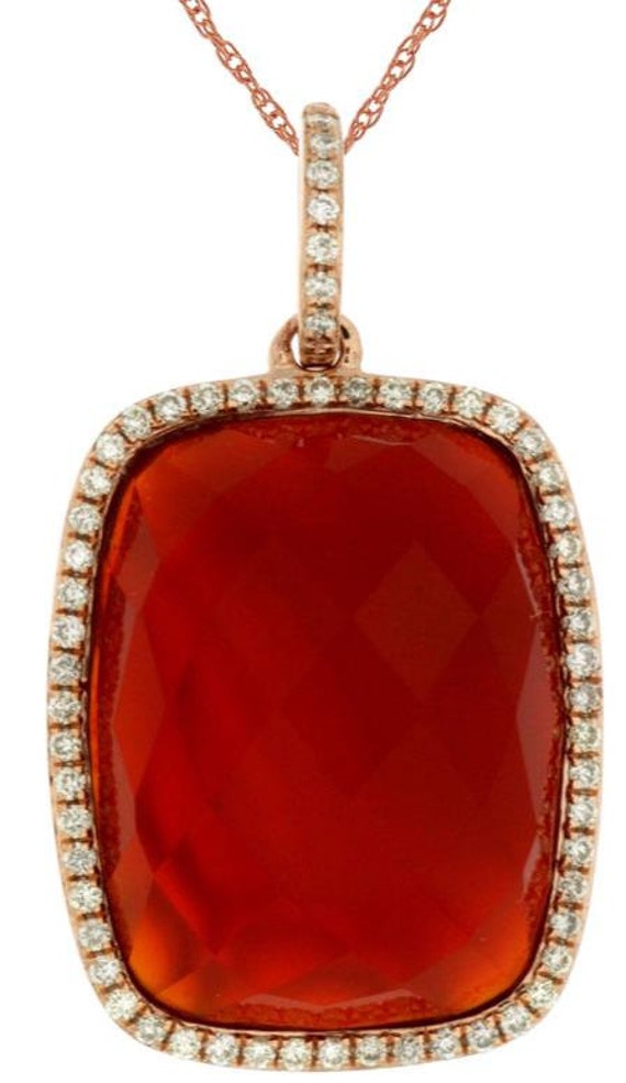 Estate .20Ct Diamond  AAA Red Agate 14Kt Rose Gold