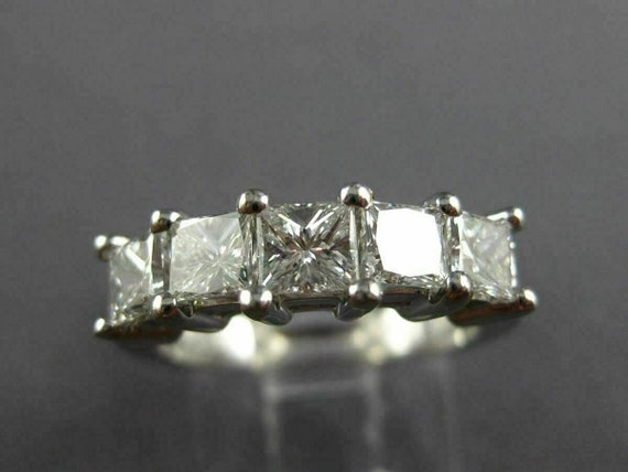 Estate 1.33Ct Princess Diamond 14Kt White Gold 3D… - image 3