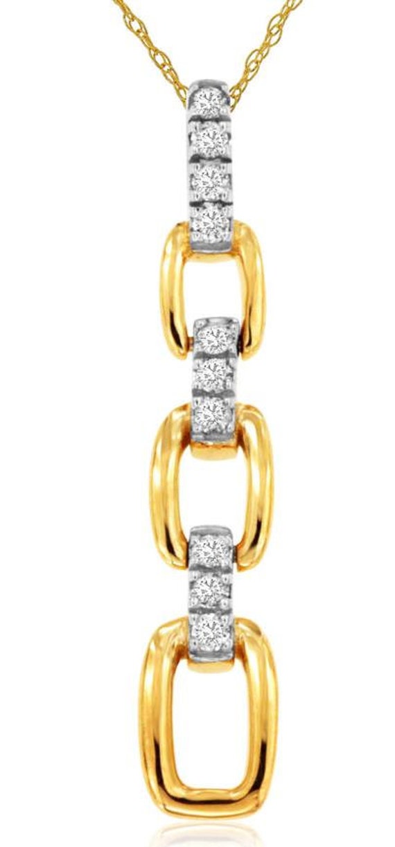 Estate .10ct Diamond 14kt 2 Tone Gold Multi Link L