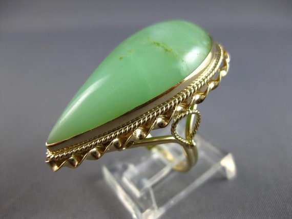 Antique Extra Large Aaa Jade 14K Yellow Gold Pear… - image 4