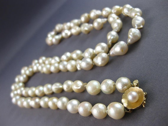 Estate Long Aaa Pearl 14Kt Yellow Gold 3D Classic… - image 5
