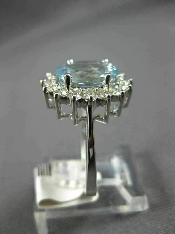 Estate Large 2.65ct Diamond & Aaa Aquamarine 14kt… - image 5