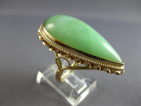 Antique Extra Large Aaa Jade 14K Yellow Gold Pear… - image 5