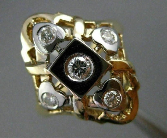 Estate Large .20ct Diamond 14kt White & Yellow Go… - image 1