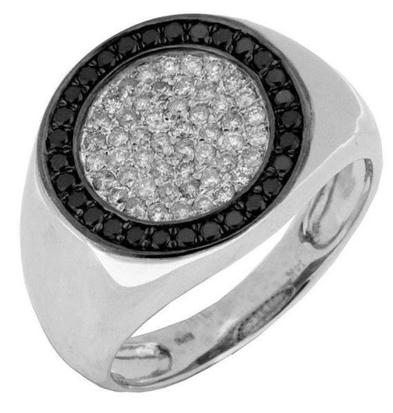 Estate .76ct White & Black Diamond 14kt White Gold