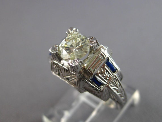 Antique Large Art Deco .99Ct Diamond & Aaa Sapphi… - image 4