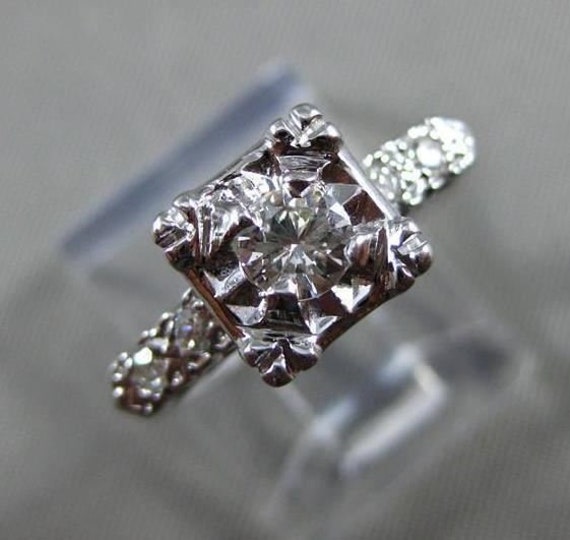 Antique .45Ct Diamond 14Kt White Gold Filigree Fi… - image 1