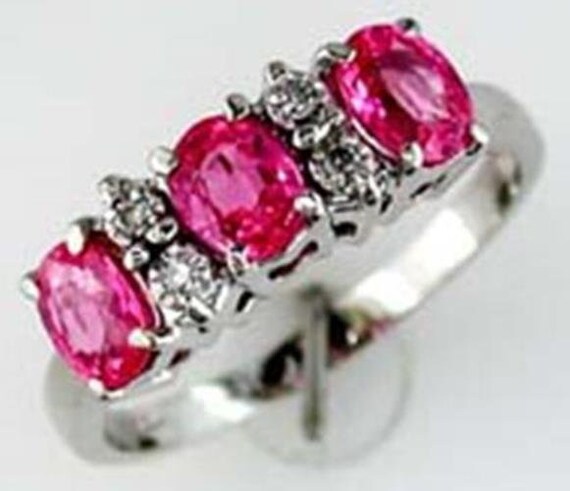 Estate 1.36Ct Diamond AAA Pink Sapphire 14Kt Whit… - image 1