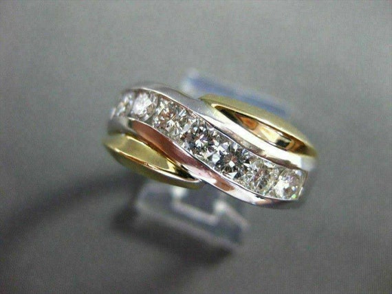 Estate 1.20Ct Diamond 14Kt Two Tone Gold Diagonal… - image 2