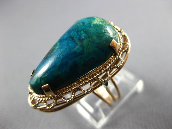 Antique Large Aaa Turquoise 14Kt Rose Gold 3D Pea… - image 4