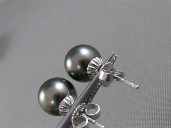 Estate .28Ct Diamond & Aaa Tahitian Pearl 14Kt Wh… - image 6