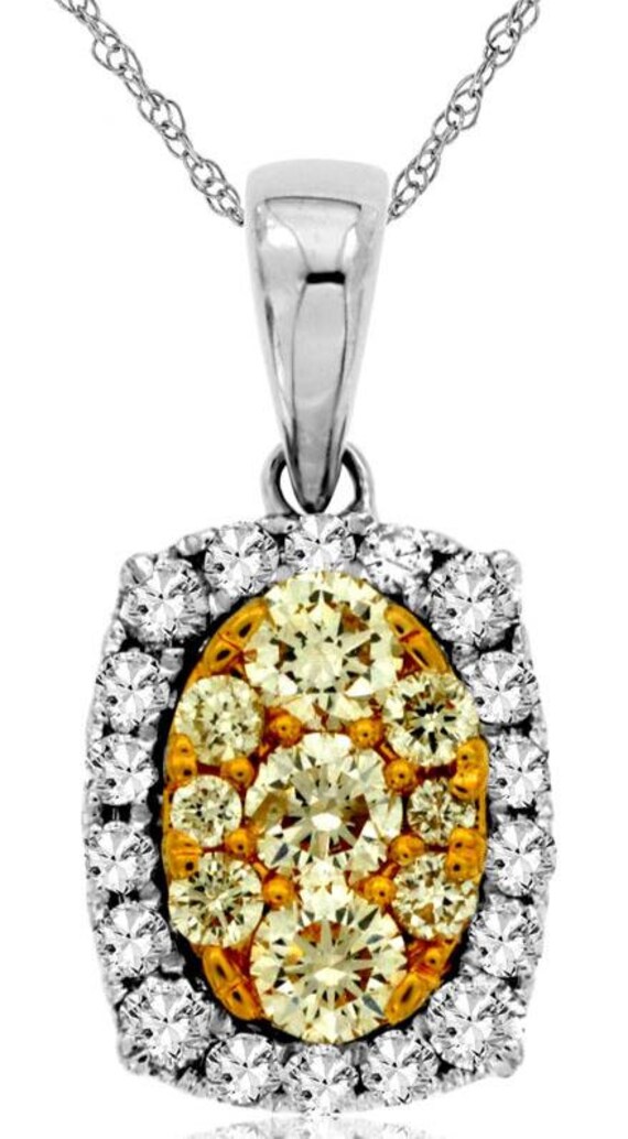 Estate .74ct White & Fancy Yellow Diamond 14k 2 To